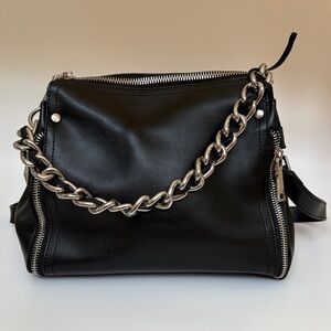 Black Leather Chain Shoulder Bag